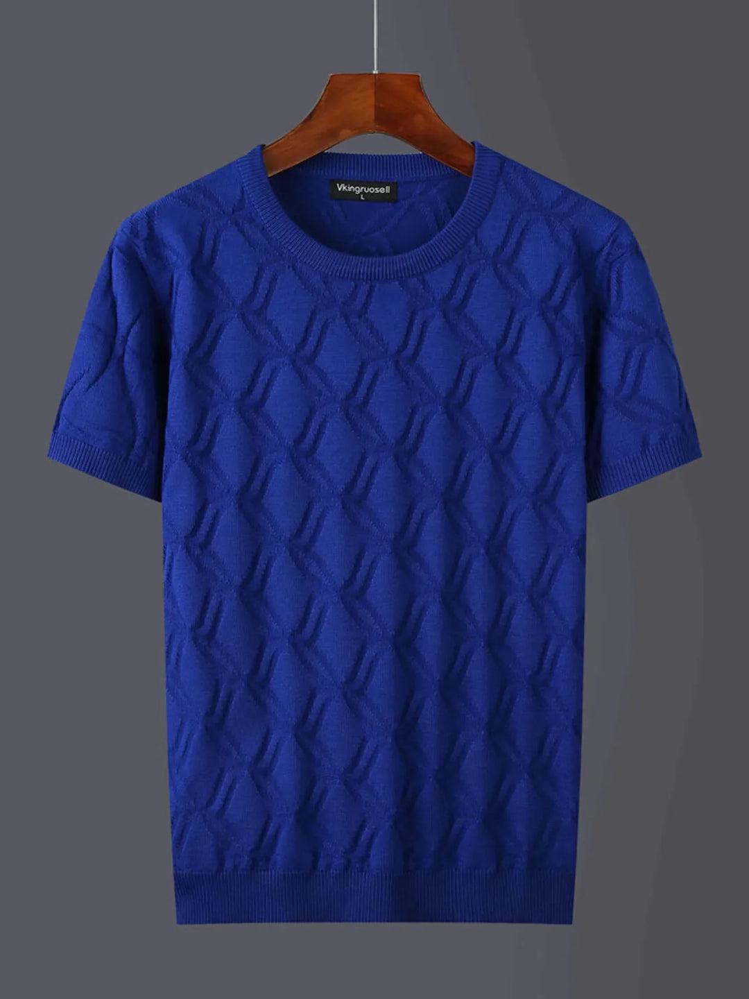 Men's Plus Size Textured Round Neck Short Sleeve Knit Top
