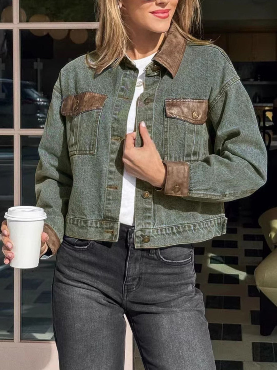 Button Up Chest Pockets Denim Jacket