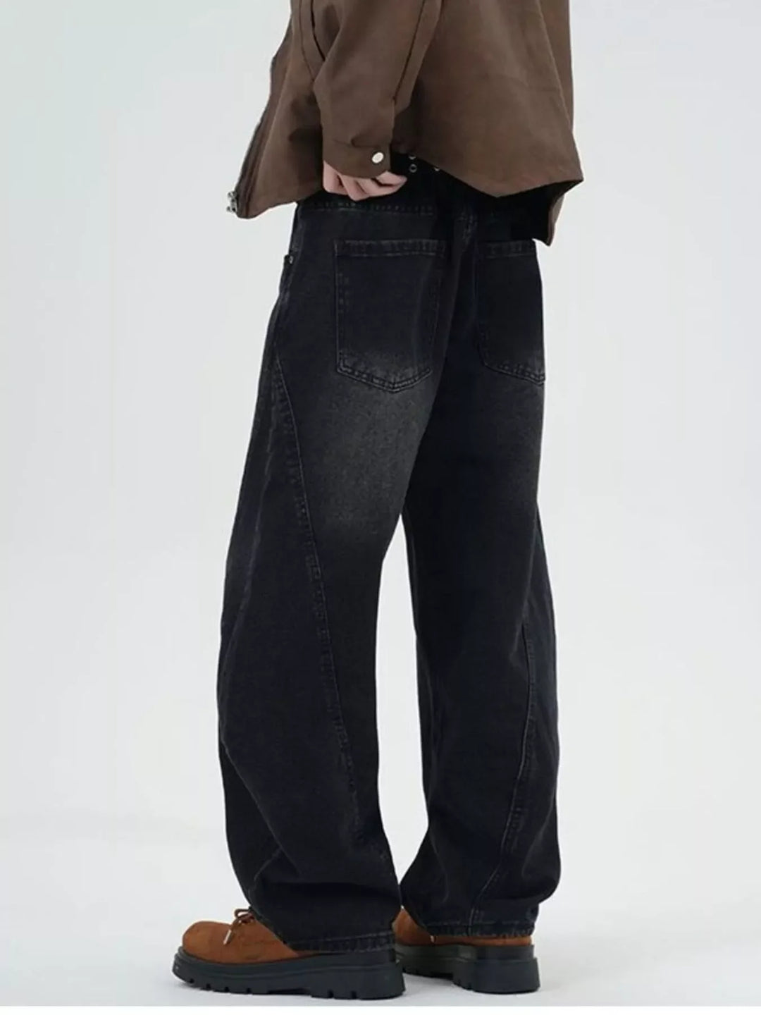 Men's Full Size Washed Wide Leg Jeans Plus Size
