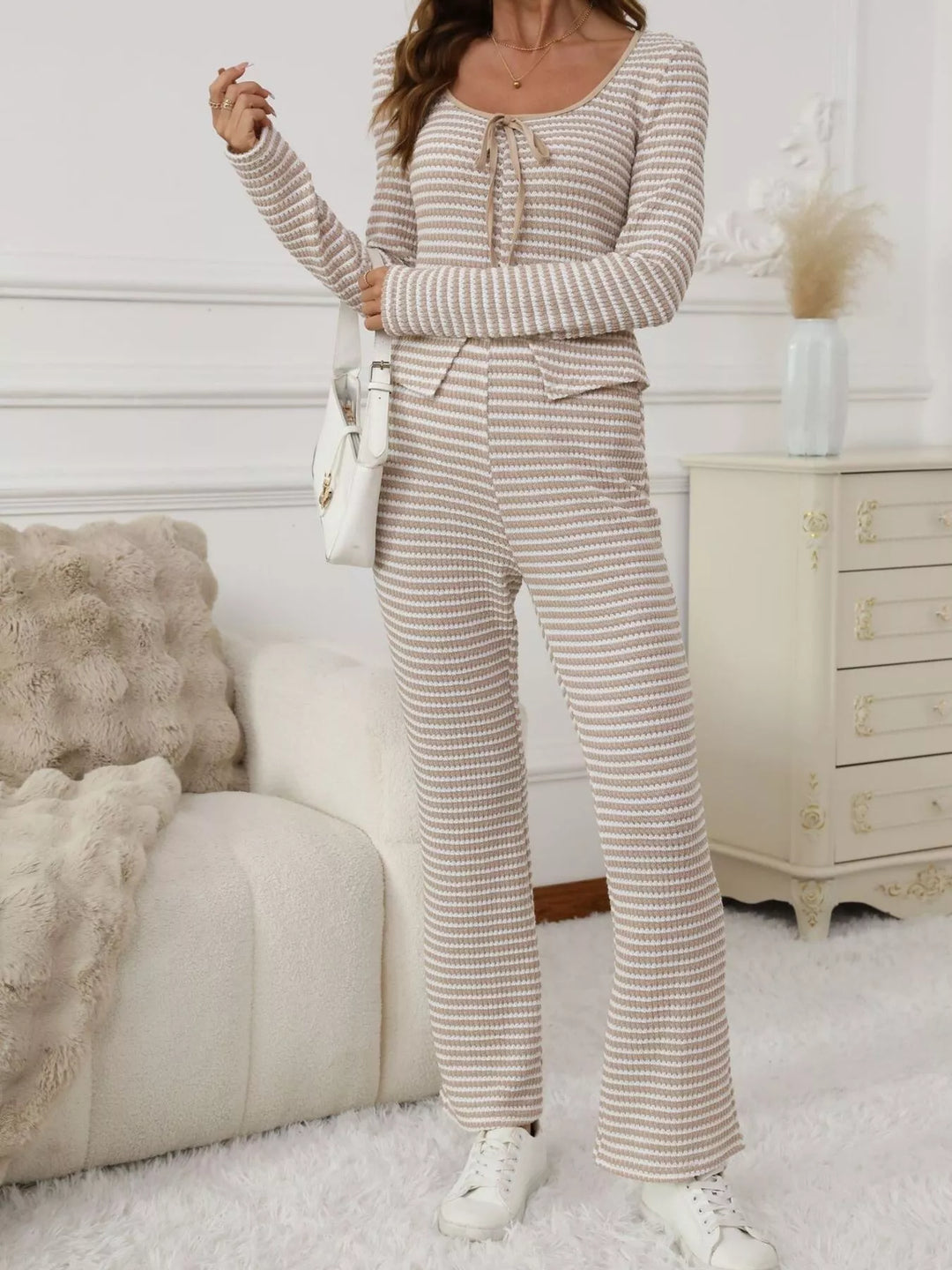 Striped Long Sleeve Top and Pants Set