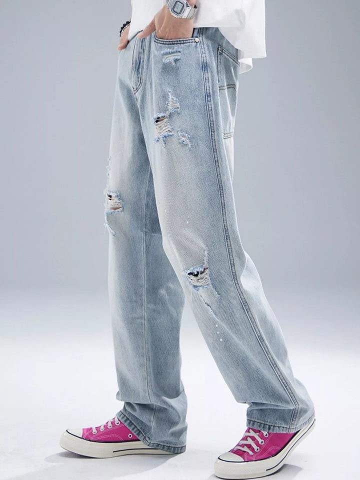 Men's Distressed Wide Leg Jeans