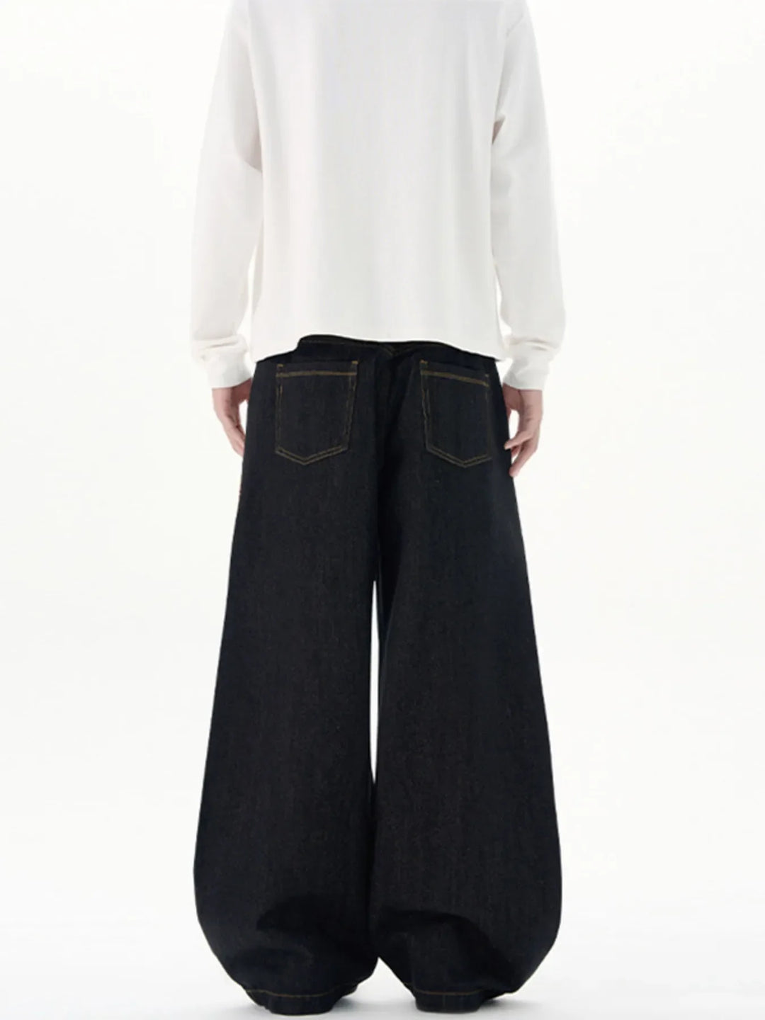 Men's Plus Size Wide Leg Jeans with Detachable Square Scarf