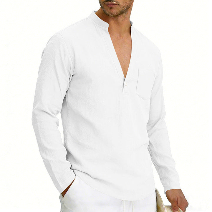 SpringAutumn Loose Linen Men's Casual Breathable Long-Sleeve
