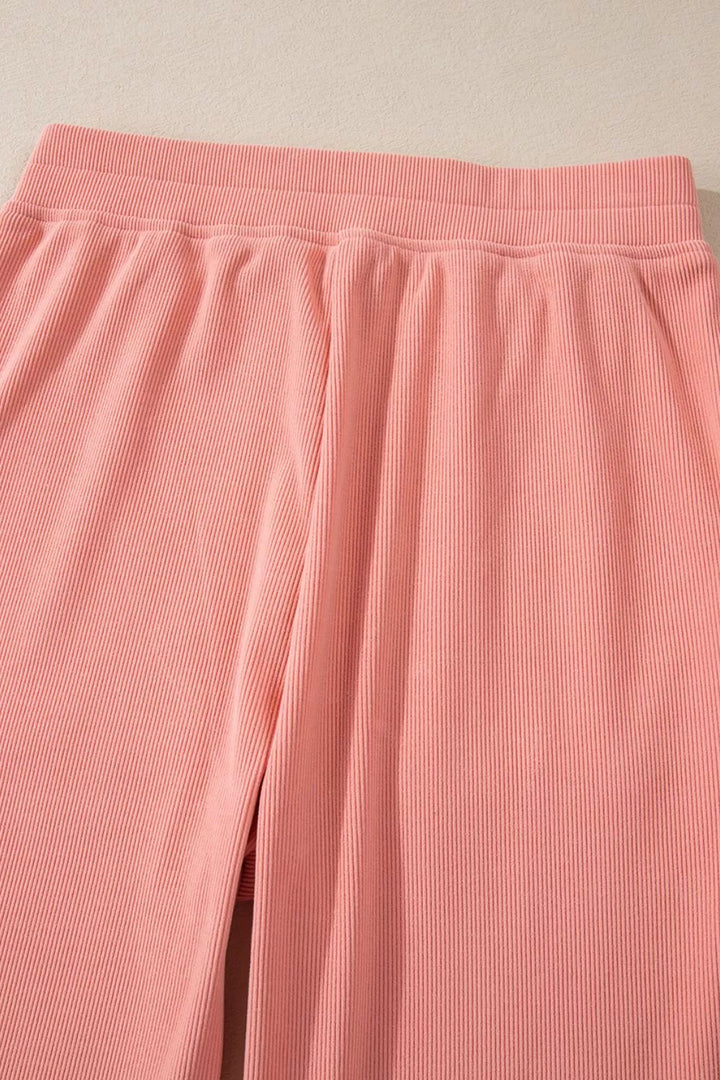 Round Neck Long Sleeve Top and Pants Set