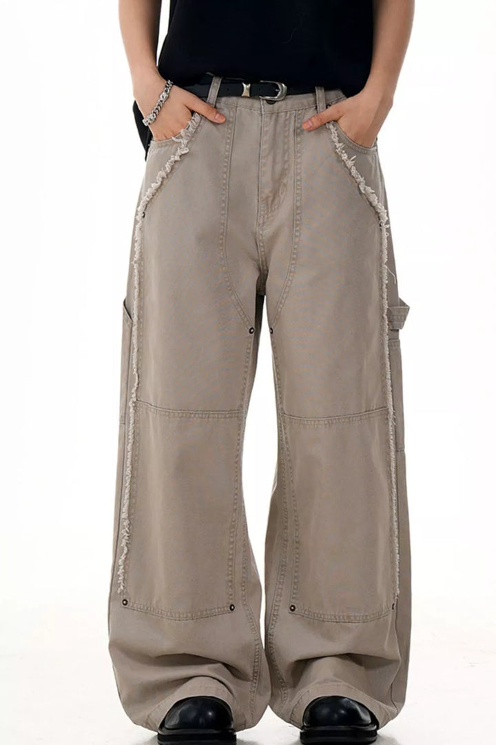 Men's Raw Hem Wide Leg Pants