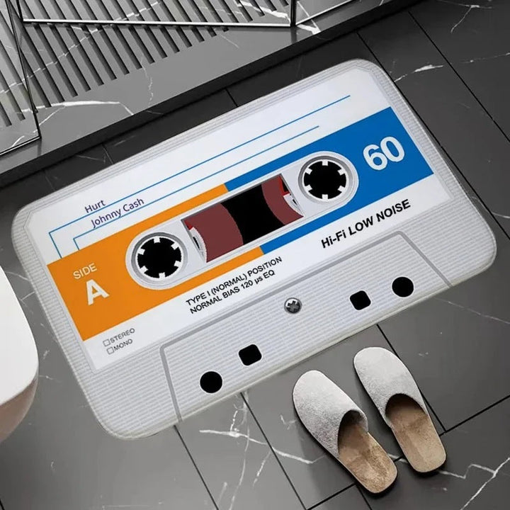 Cassette-Style Flannel Bath Mat Bathroom Rug
