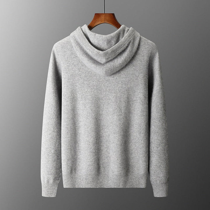 Men's Solid Color Casual Hooded Knitted Sweatshirt Long Pants Set
