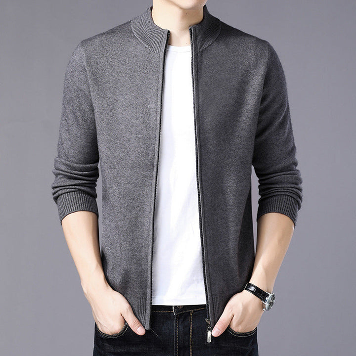 Mens Thickened Warm Solid-color Sweater