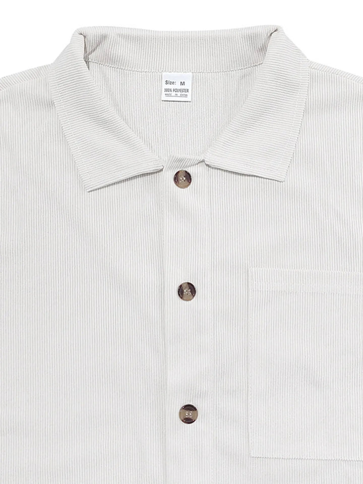 Men's Full Size Button Up Top and Shorts Set Plus Size