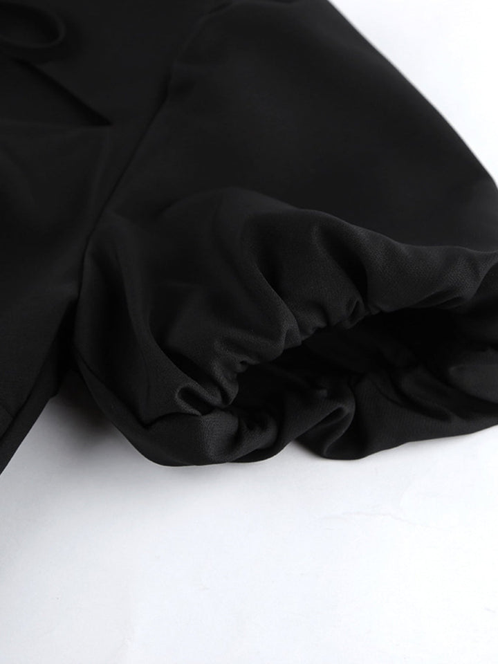 Cutout Front Puff Sleeve Dress