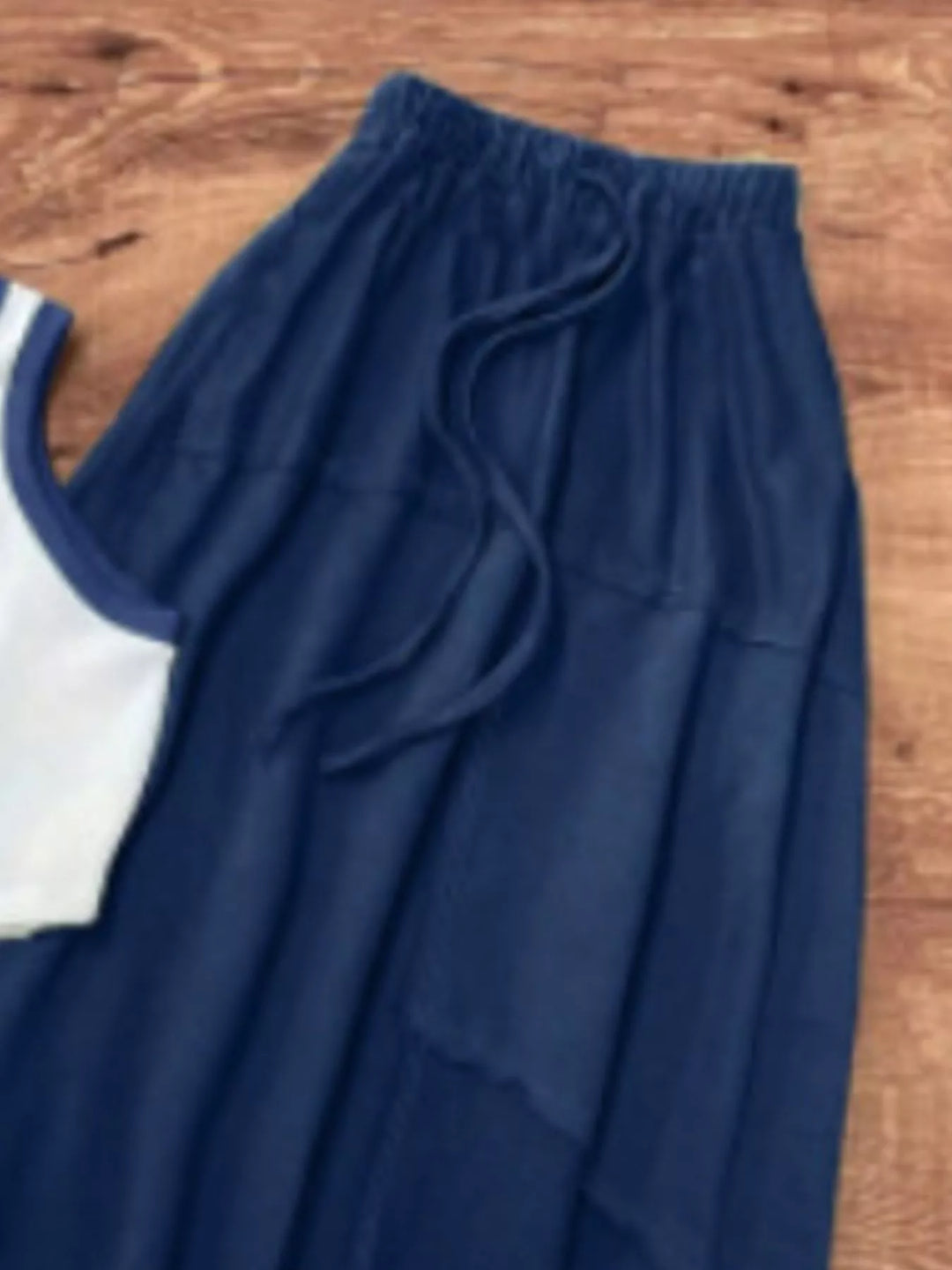 Contrast Trim Tank and Drawstring Waist Skirt Set