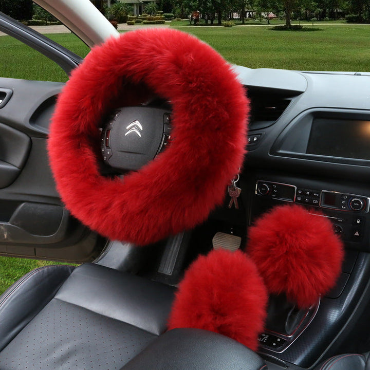 Wool Steering Wheel Cover Long Wool Handle Cover