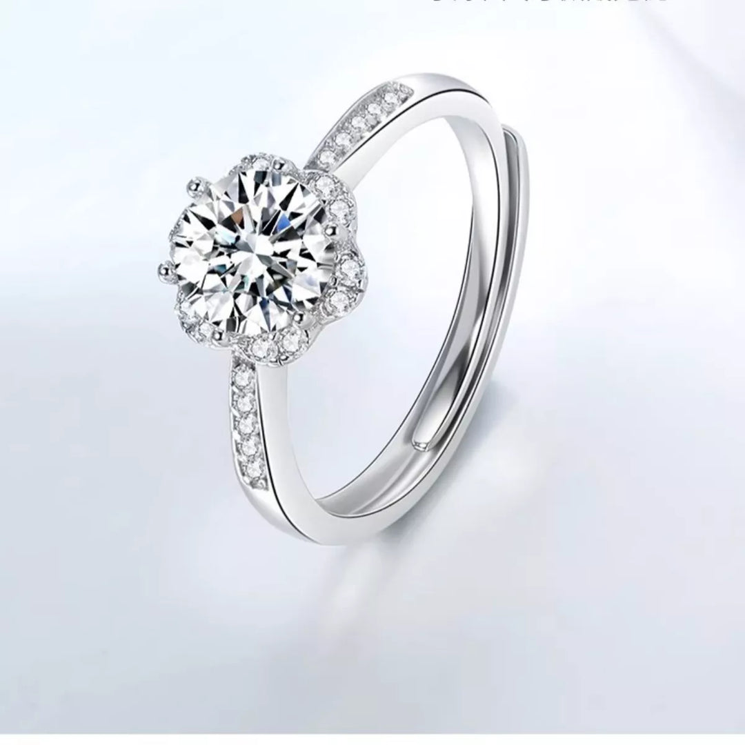 1 Carat Moissanite 925 Sterling Silver Ring
