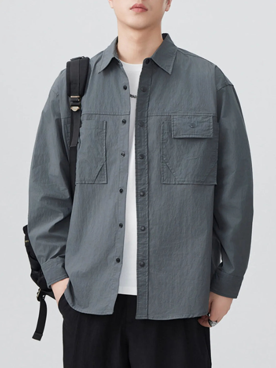 Men's Plus Size Button Up Long Sleeve Shirt