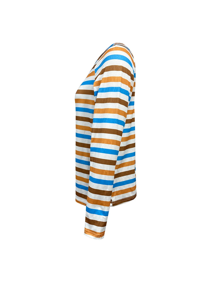 Full Size Striped Long Sleeve Casual Top Plus Size