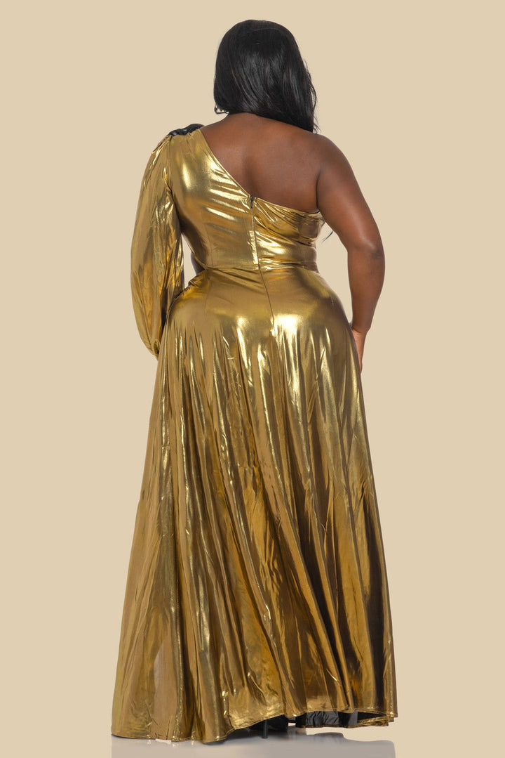 Plus Size Gold Glam Maxi Dress