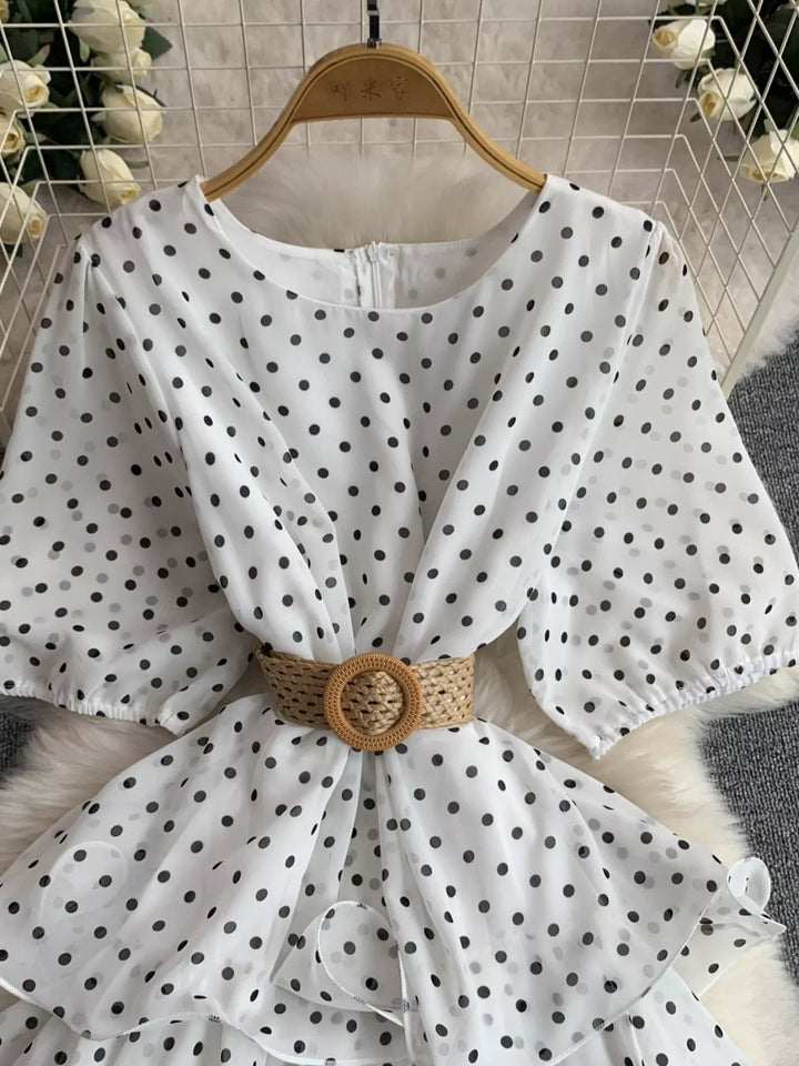 Polka Dot Ruffled Tiered Dress