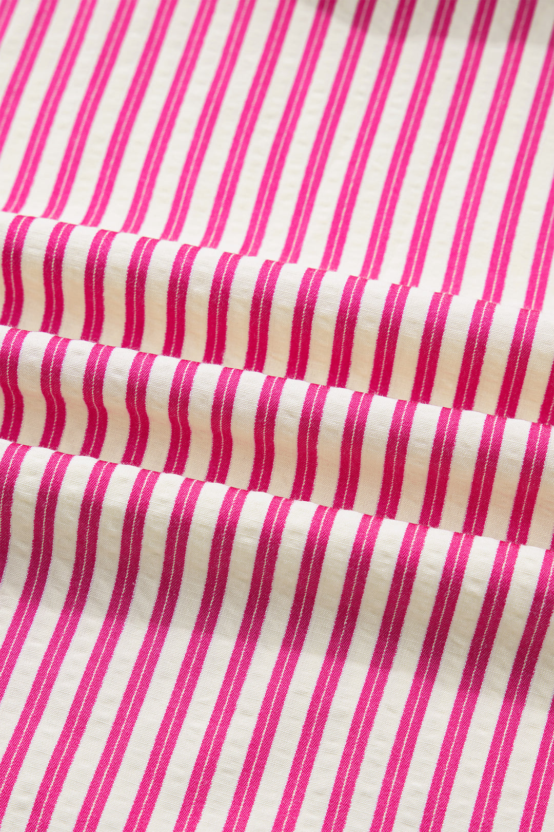 Rose Stripe Shirred Yoke Ruffled Short Sleeve Blouse