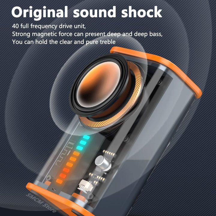 K07 Transparent Mecha Wireless Bluetooth Speaker Sound Light Rhythm Subwoofer TWS Stereo Cyberpunk Music Center Hands-free Call