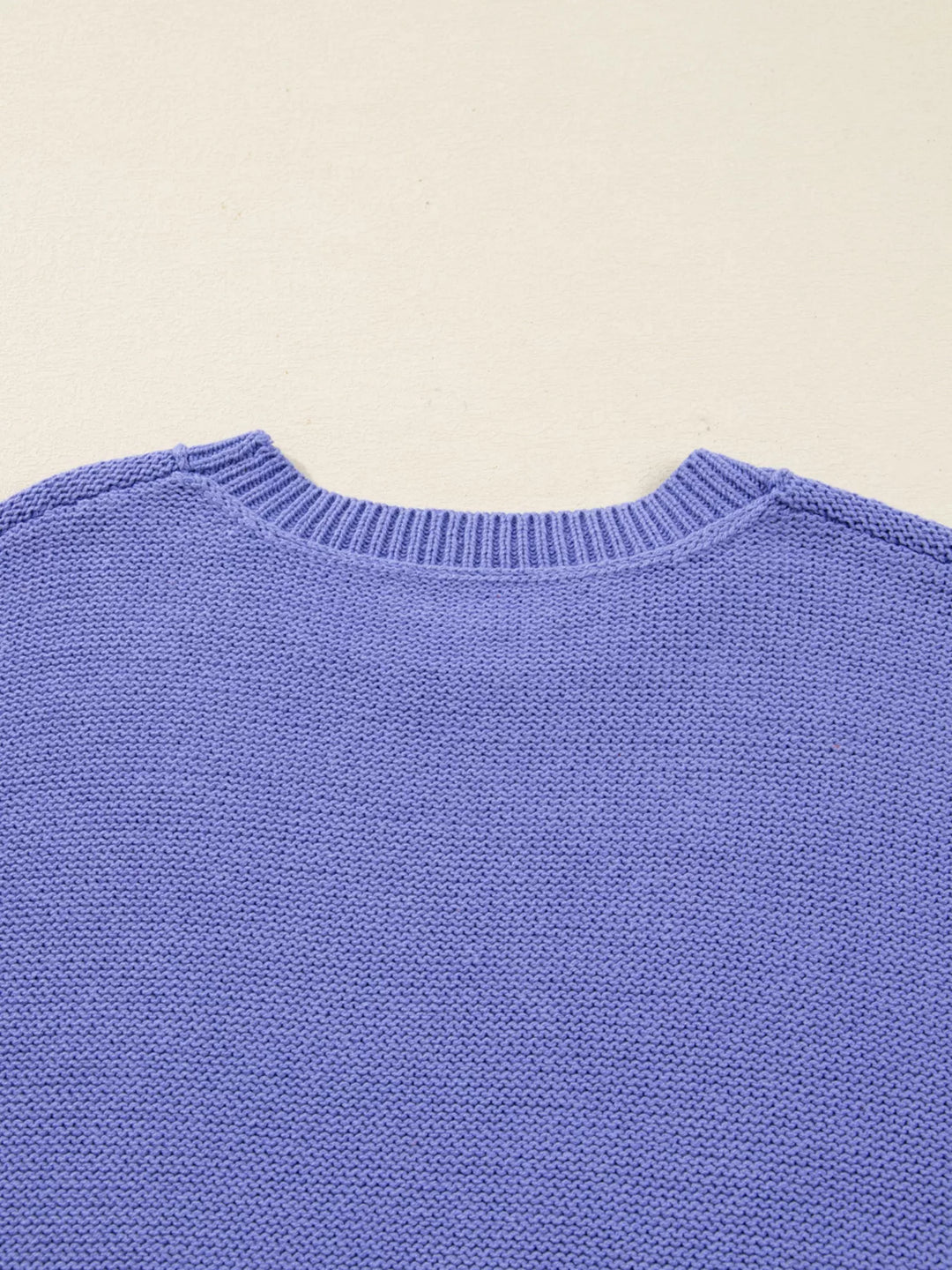 Plus Size Striped Trim Drop Shoulder Knit Loose Sweater