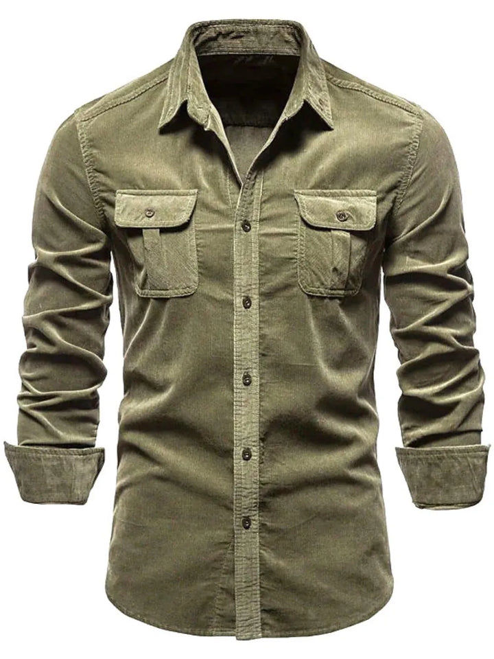 Men's Full Size Collared Neck Button Down Shirt with Chest Pockets Plus Size