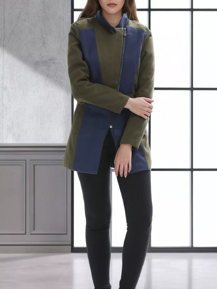 Color Block Zip Up Outerwear