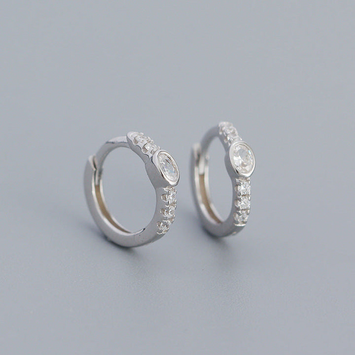 925 Sterling Silver Instagram-style High-end Diamond-studded Hoop Earrings