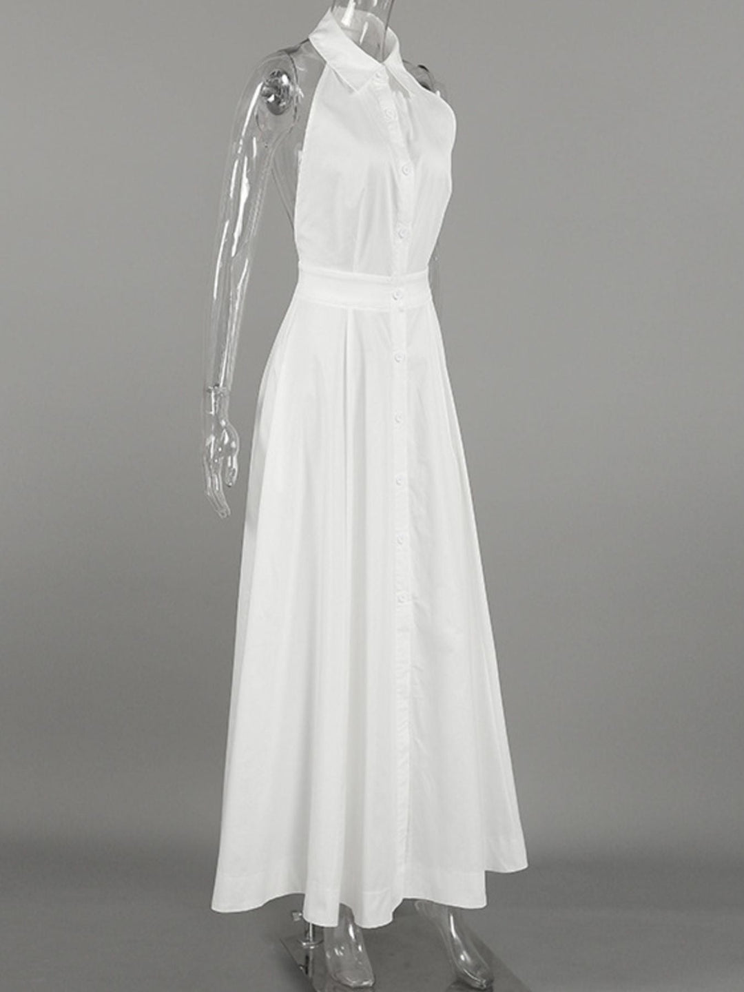 Backless Sleeveless Button Front Maxi Dress