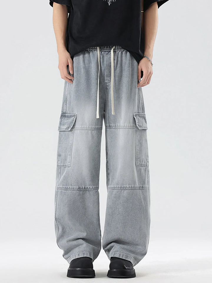 Men's Full Size Vintage Wash Wide Leg Jeans Plus Size