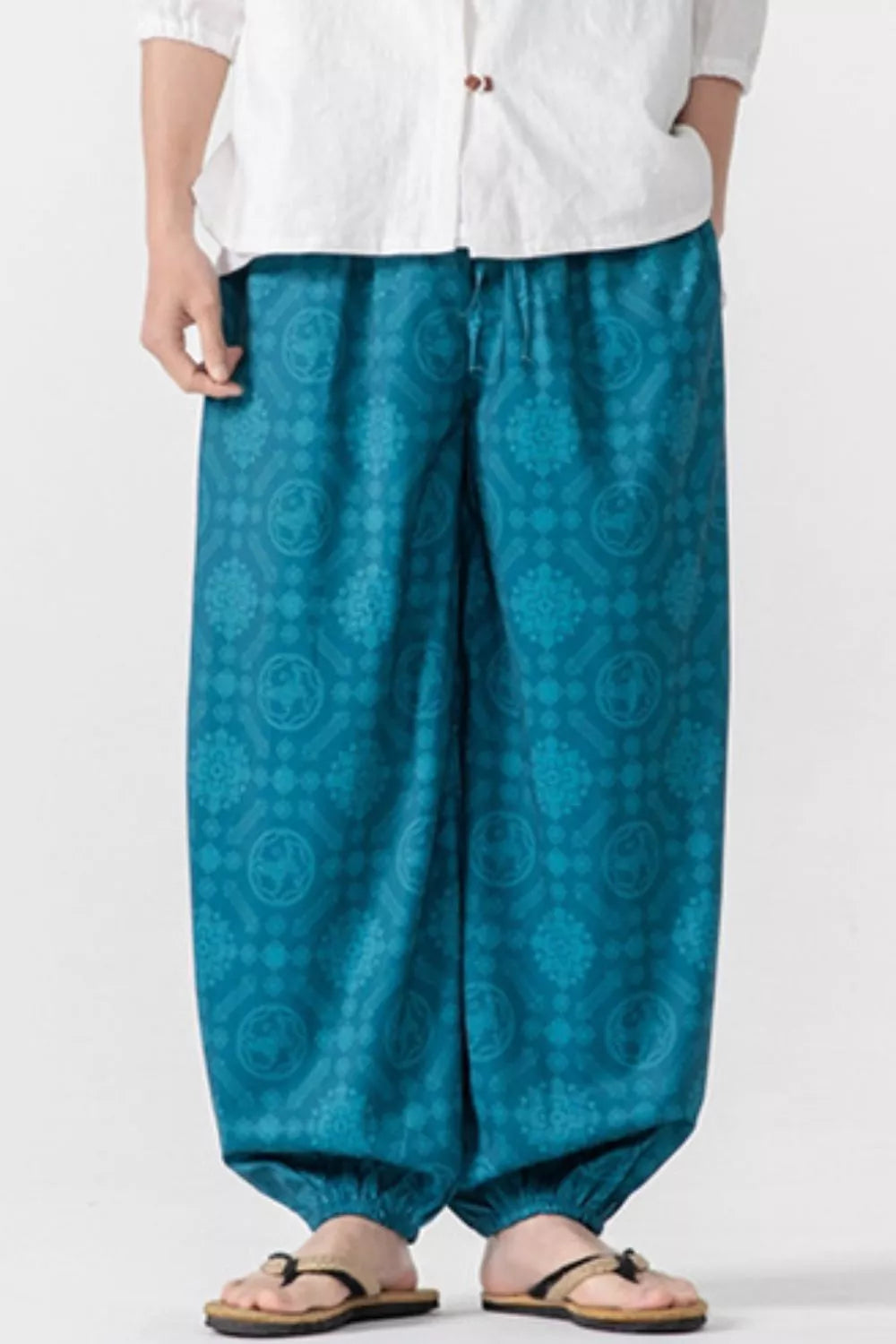 Men's Plus Size Printed Loose Fit Harem Pants