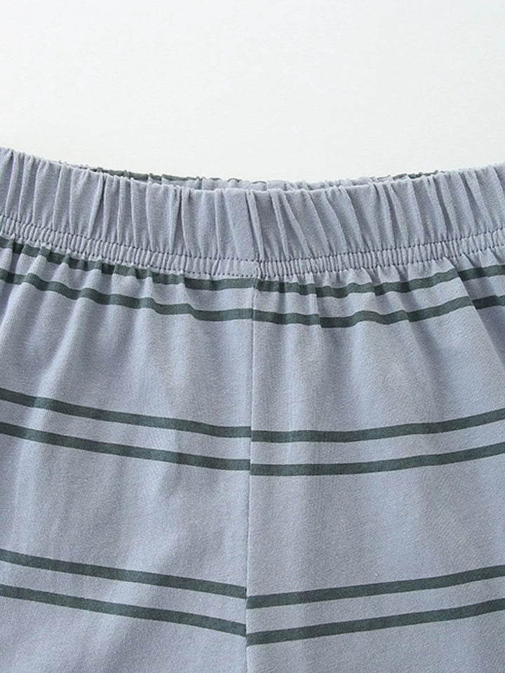Children's Dinosaur Print Top and Striped Shorts Set