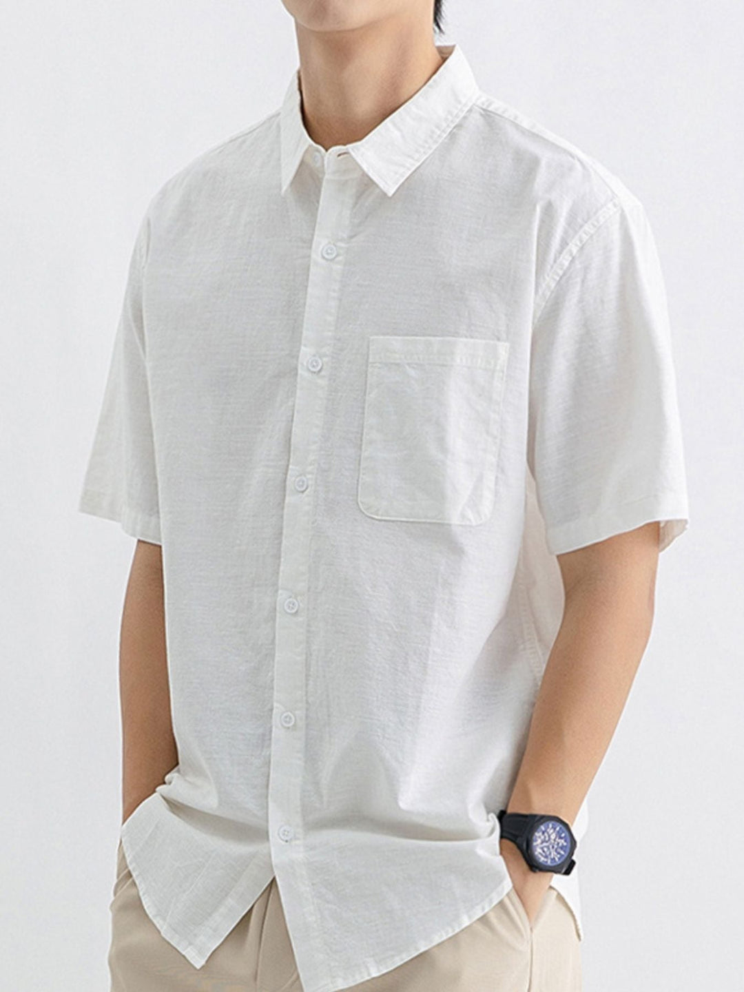 Men's Plus Size Button Up Short Sleeve Shirt