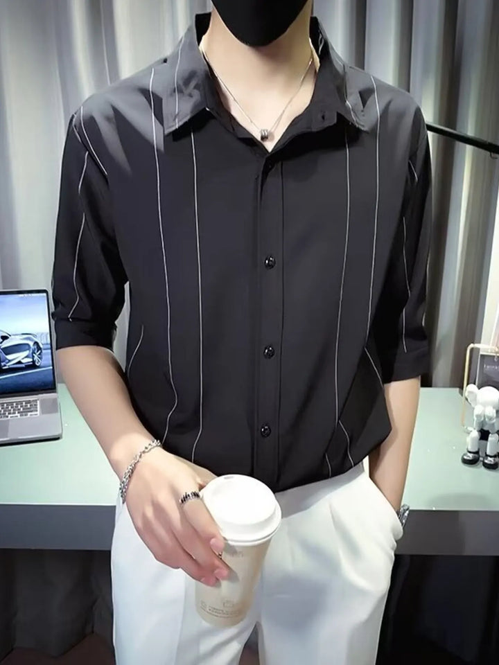 Men's Plus Size Striped Button Up Casual Shirt