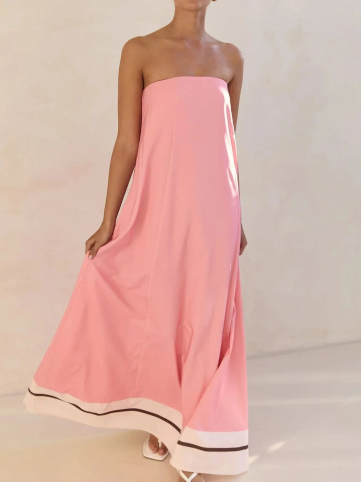 Smocked Printed Tube Maxi Dress