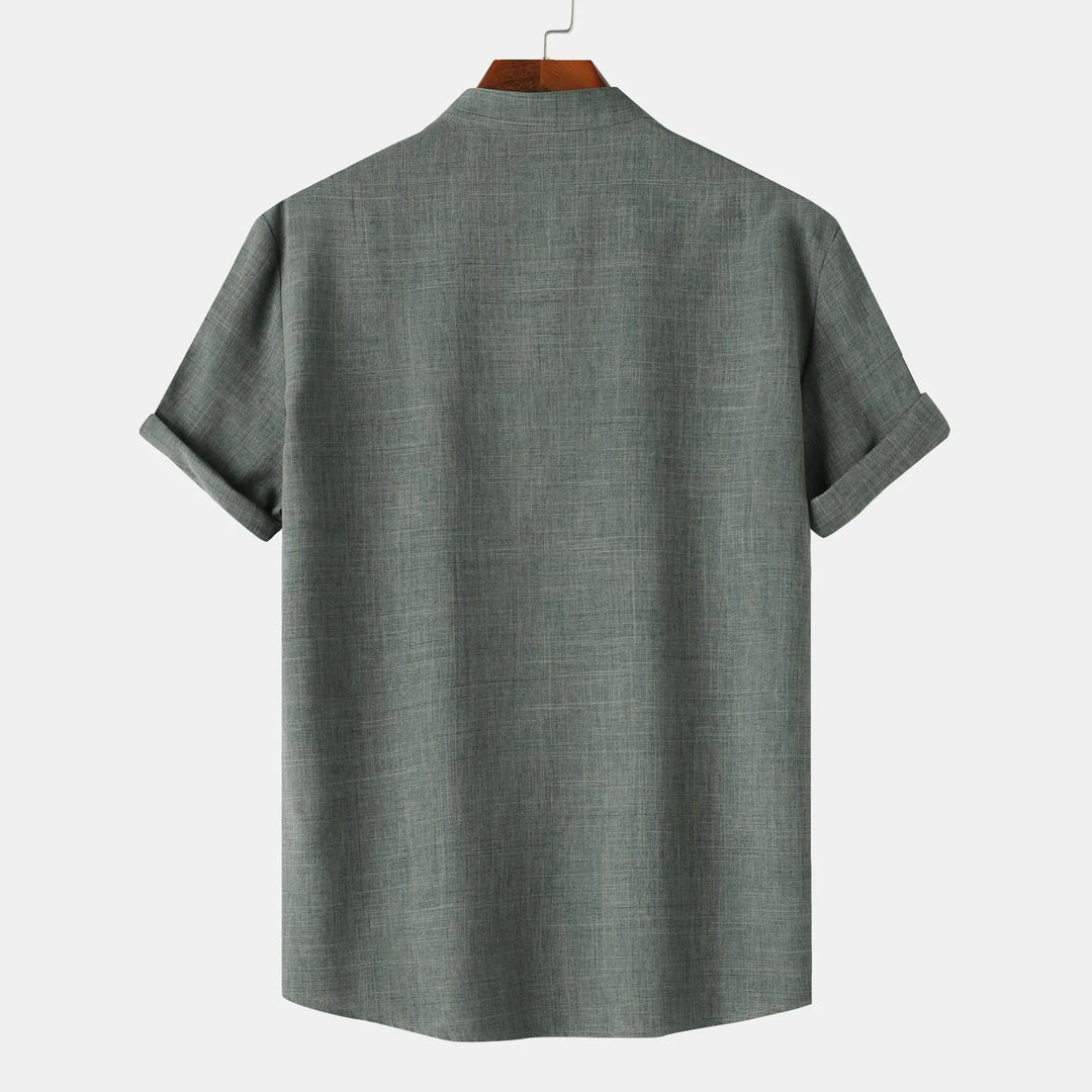 Men's Casual Short Sleeve Henley Blouse