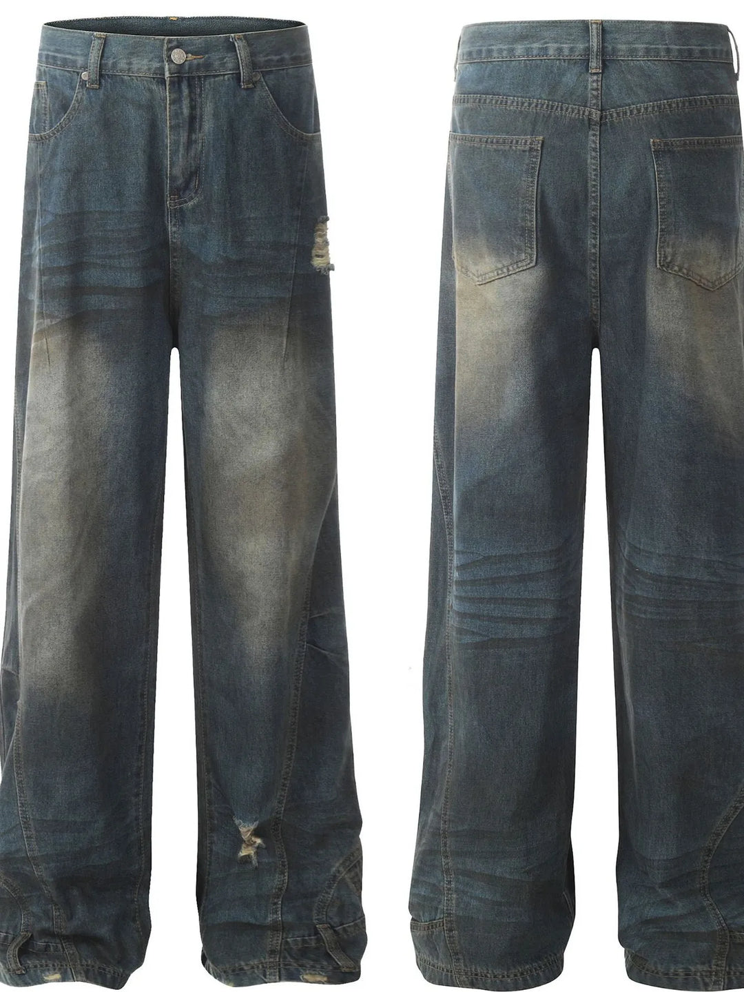Men's Distressed Wide Leg Jeans
