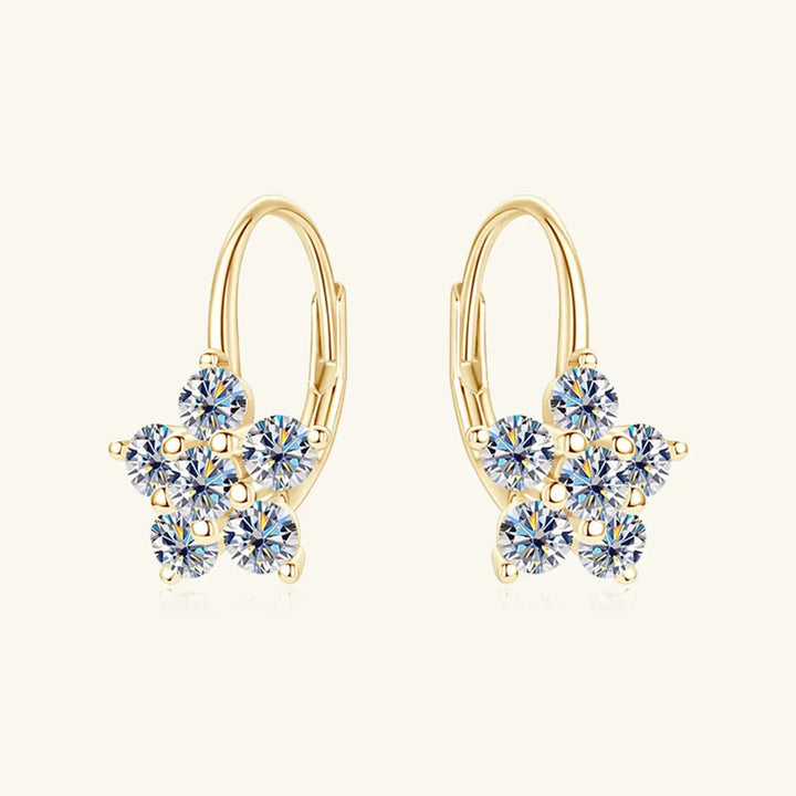 1.2 Carat 925 Sterling Silver Moissanite Flower Huggie Earrings