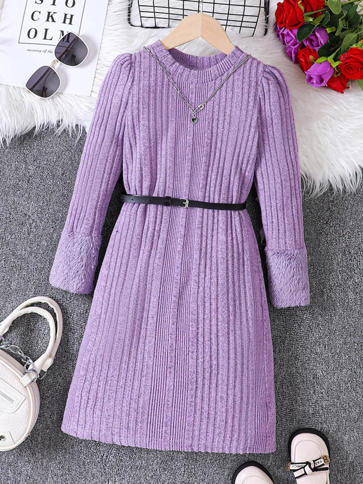 Children's Ribbed Knit Long Sleeve Dress