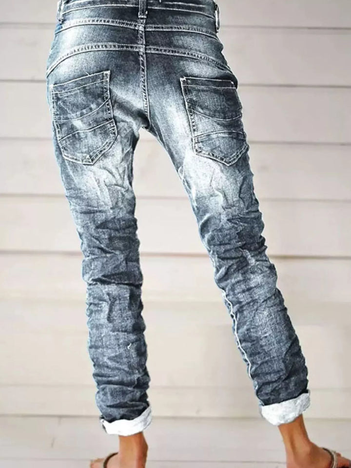 Full Size Washed Button-Fly Jeans Plus Size