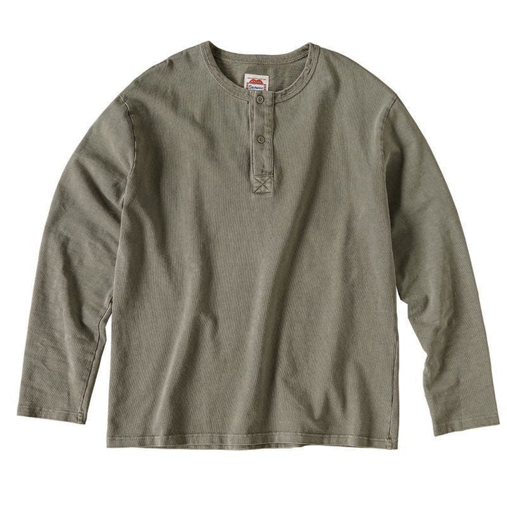American-style Vintage Henley T-shirt For Men
