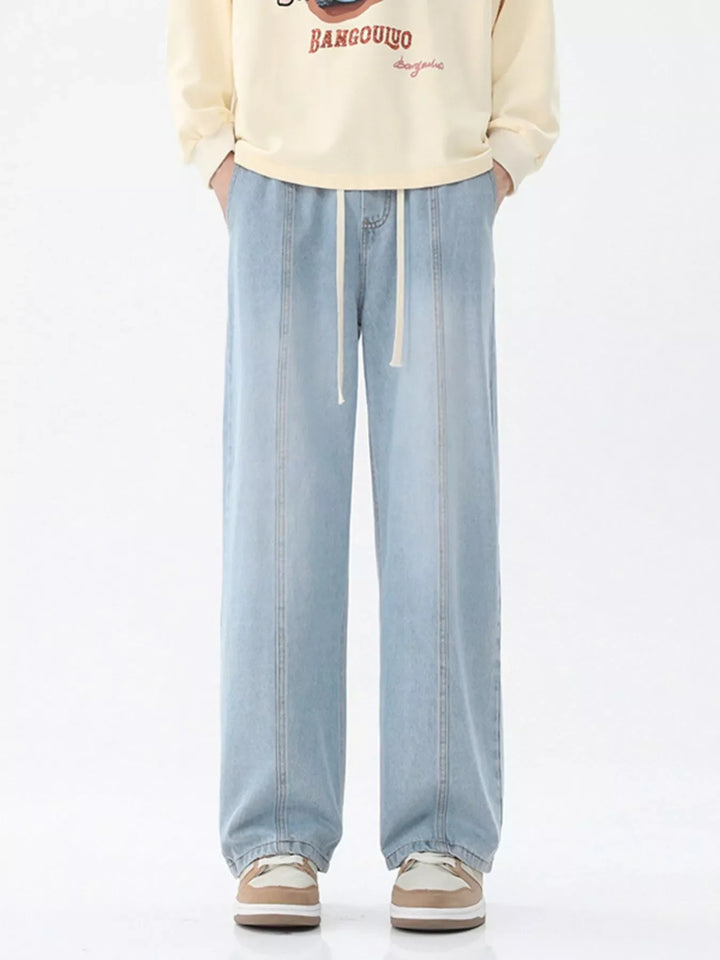 Men's Full Size Wash Wide Leg Jeans Plus Size