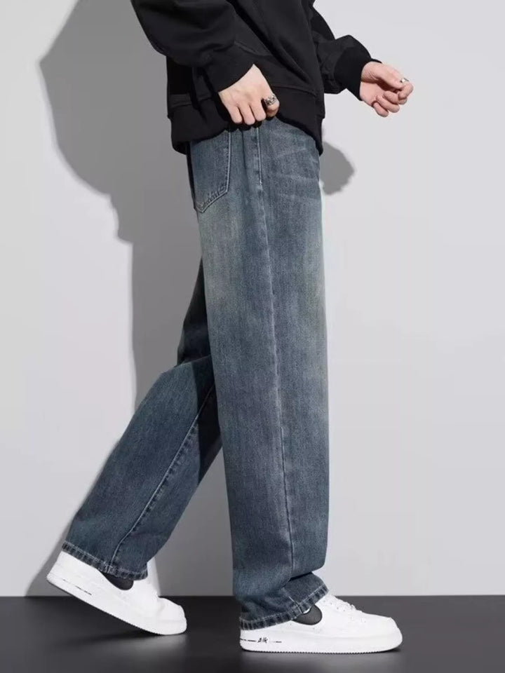 Men's Full Size Vintage Wash Wide Leg Jeans Plus Size