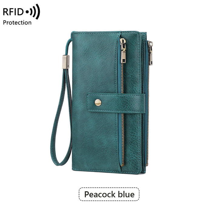 Anti-magnetic Womens Multi-Card Trifold Long Fashion Wallet
