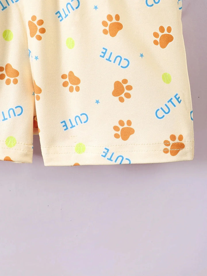 Children's Dog Short Sleeve Hoodie and Shorts Set