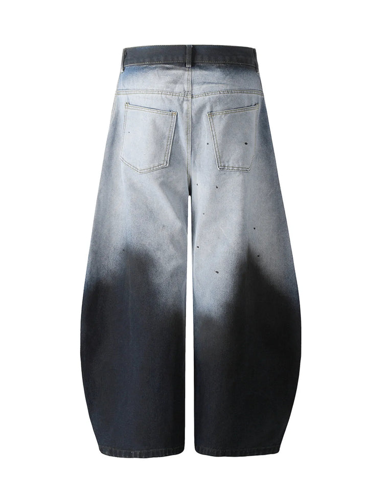 Men's Gradient Curved Jeans with Seam Detail