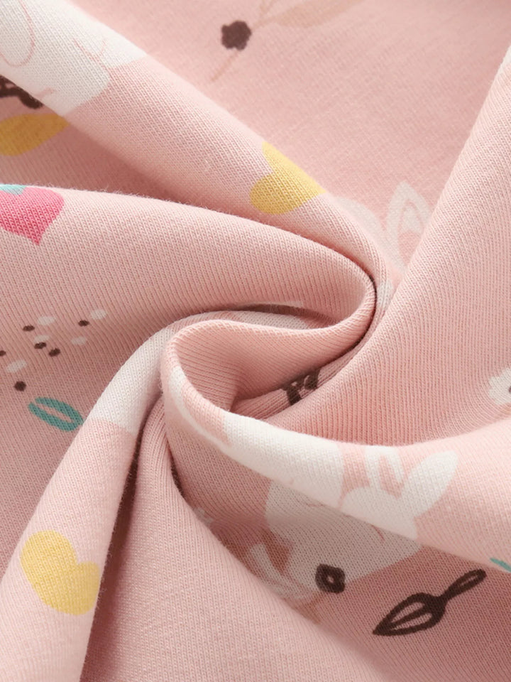 Children's Cute Bunny Print Flutter Sleeve Dress