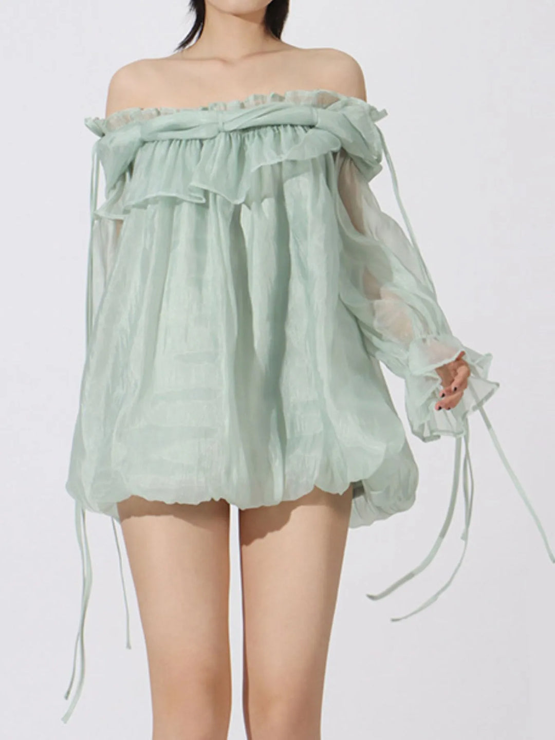 Ruffled Off-Shoulder Flounce Sleeve Blouse