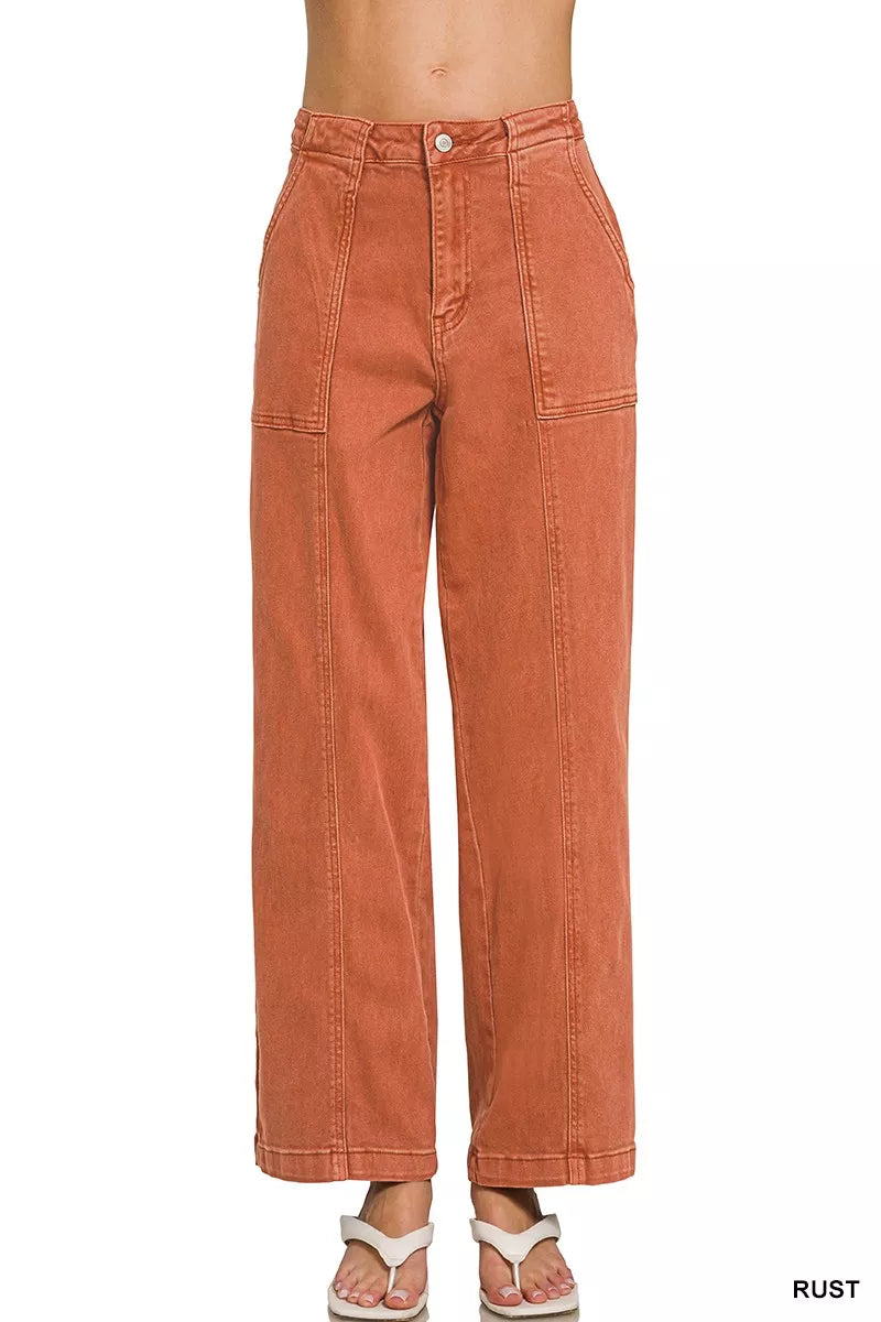 Zenana Straight Leg Utility Pocket Jeans