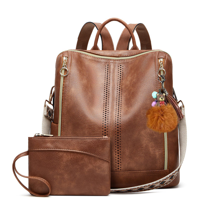 Springsummer Korean-style Casual Soft-leather Womens Backpack
