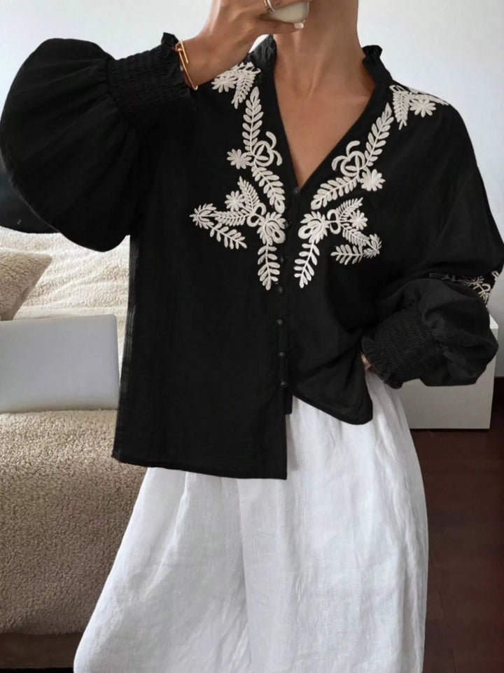 Embroidered Long Sleeve Blouse
